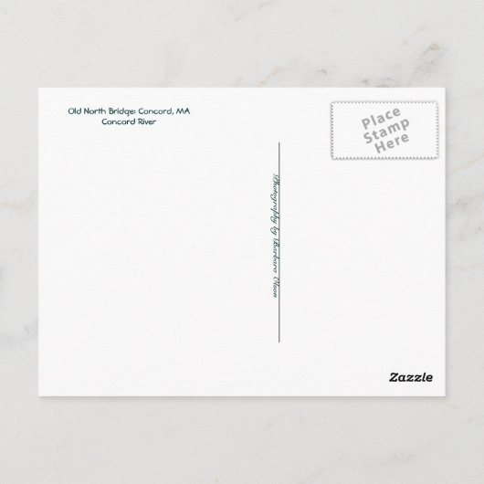 Concord River: Old North Bridge Briefkaart (Achterkant)