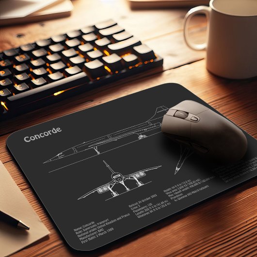 Concorde - Plannen voor vliegtuigblauwdruk PD Muismat