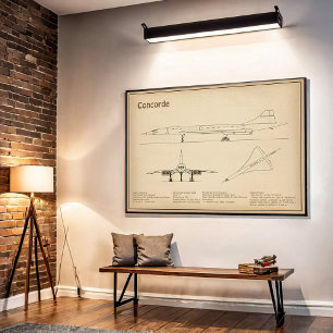 Concorde - Vliegtuig Blauwdruk Tekenplannen SD Poster