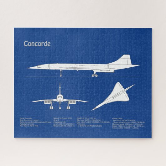 Concorde - Vliegtuigblauwdruk Tekenplannen ABD Legpuzzel (Horizontaal)