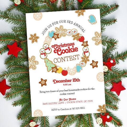 Concours de cookies de Noël Invitation de fête de 