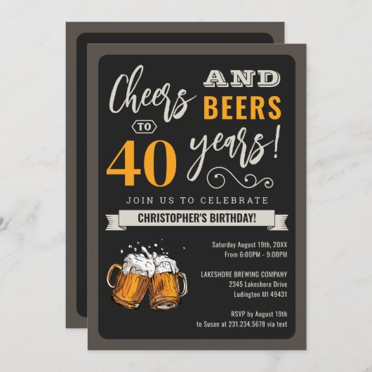 Concours et bières modernes Invitation 40e anniver (Devant / Derrière)