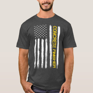 Concrete constructie van Amerikaanse vlaggen T-shirt