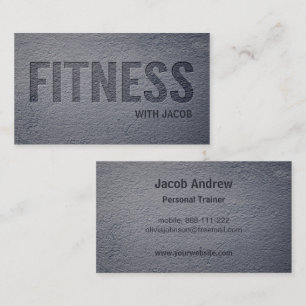 Concrete Faux Letterpress Fitness Personal Trainer Visitekaartje