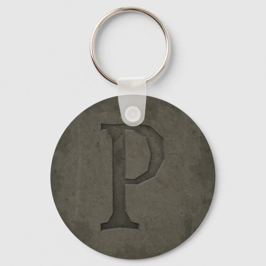Concrete Monogram Letter P Sleutelhanger (Voorkant)