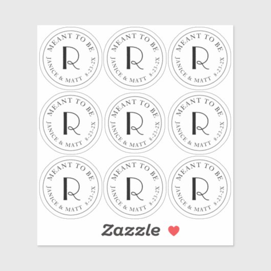 Conçu pour être Étiquette Mini Monogramme avec dat (Feuille)