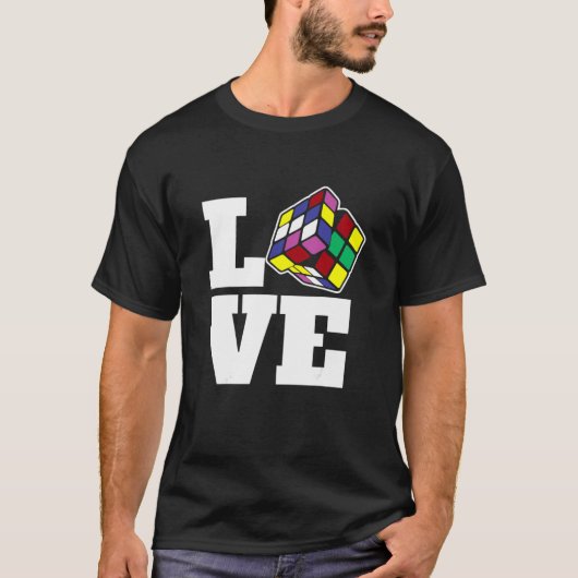 Concurrerende Puzzle Cube Love Speed Cubing 80's V T-shirt (Voorkant)
