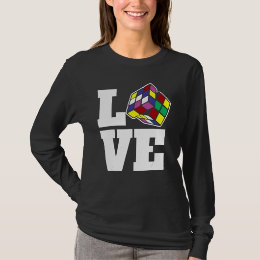 Concurrerende Puzzle Cube Love Speed Cubing 80's V T-shirt (Voorkant)