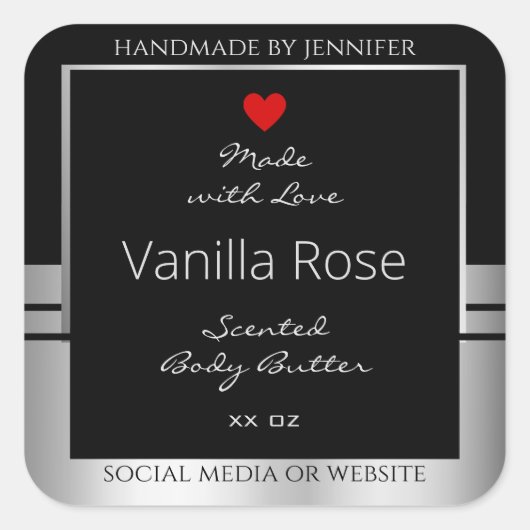 Conditionnement moderne Étiquette Noir et Argent (Devant)