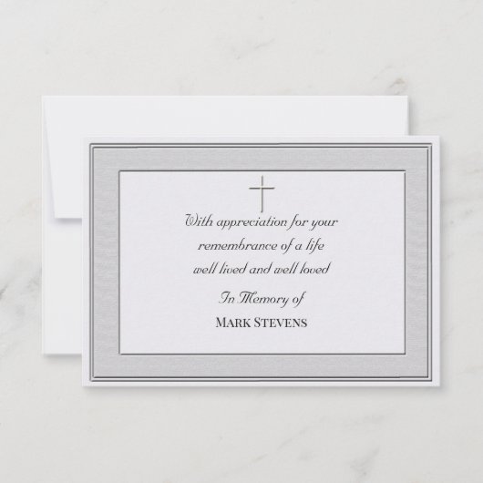 Condoleance Bedankkaart Eenvoudige Kaart (Gestucte (Voorkant)