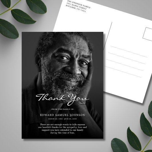 Condoleance Dank U Aangepaste Rouwfoto Briefkaart