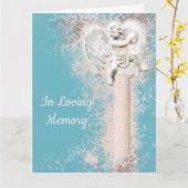 Condoleance gedicht | Cherub op pijler PERSONALISE Kaart (Gele Bloem)