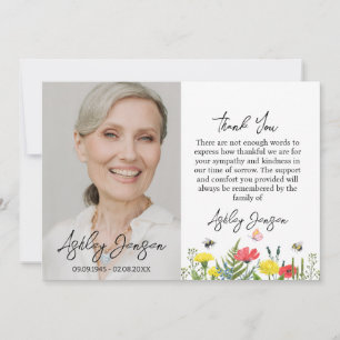 Condoleance Wilde Bloem Foto Rouwkaart Bedankt