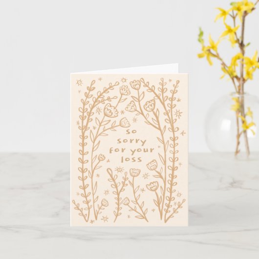 Condoleances Sorry Wildflower Bloemen Schets Doodl Kaart (Gele Bloem)