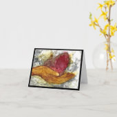 Condolence de la carte main et coeur (Fleur jaune)