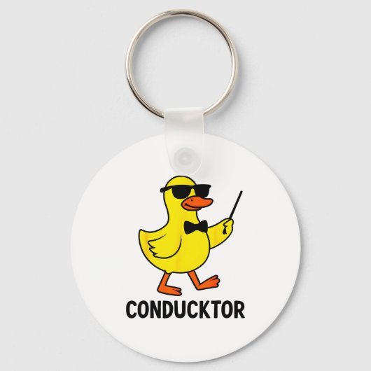 Conducktor Funny Duck Music Pun Orchestra Design Sleutelhanger (Voorkant)