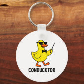 Conducktor Funny Duck Music Pun Orchestra Design Sleutelhanger (Voorkant)