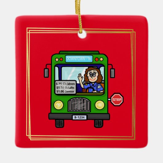 Conducteur de bus femme ornement de Noël (Devant)