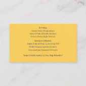 Conducteur de bus vert Carte de visite de bus scol (Dos)