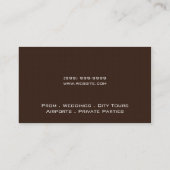 Conducteur de service Limo, Cabine, Carte de visit (Dos)