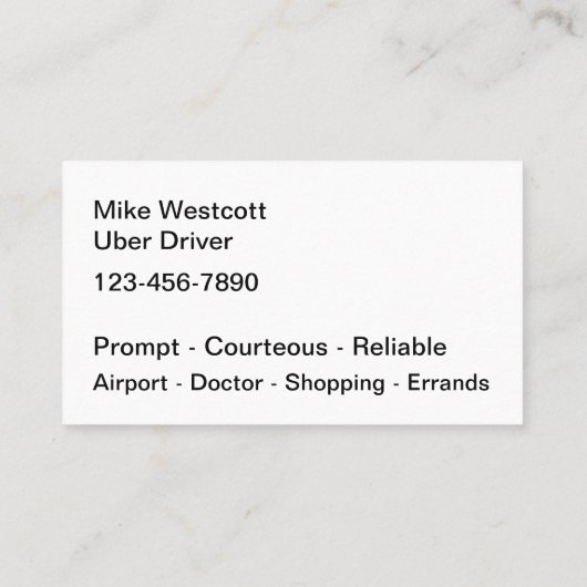Conducteur Uber Classé Carte de visite brillant (Dos)
