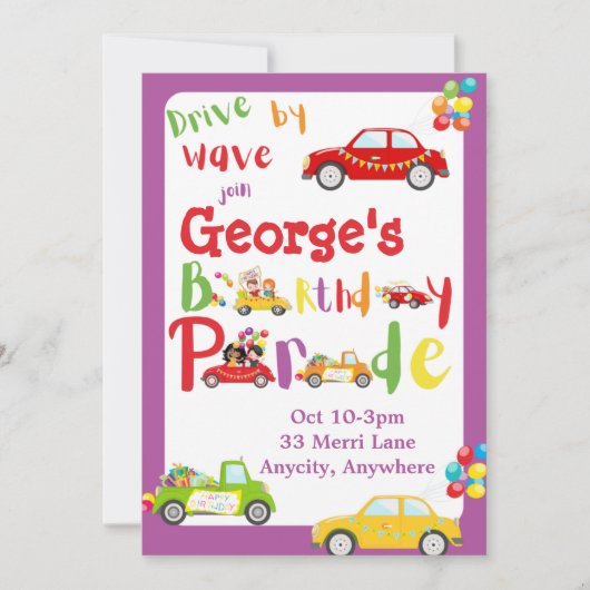Conduire par Anniversaire Carte d'invitation de de (Devant)