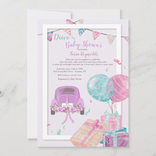 Conduire par Baby shower Invitation (Devant)