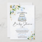 Conduire par Baby shower Invitation Blue Floral (Devant)