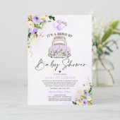 Conduire par Baby shower Invitation Floral Violet (Debout devant)