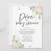 Conduire Par Baby shower Invitation Verdure Or ros (Devant)
