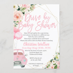Conduire par bébé douche Invitations pour une fill