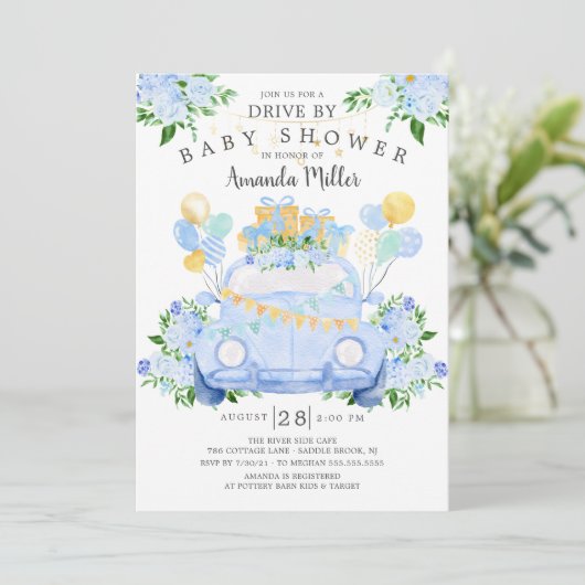 Conduire par Boys Baby shower Invitation (Debout devant)