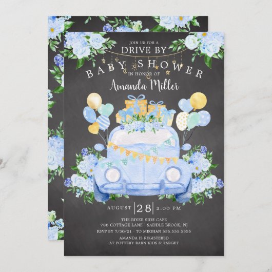 Conduire par Boys Baby shower Invitation (Devant / Derrière)