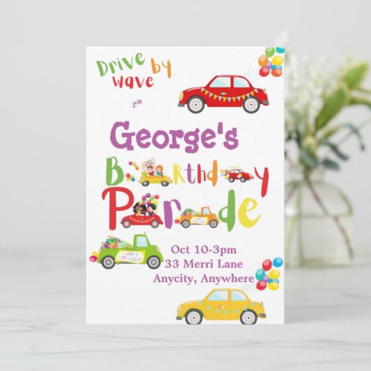 Conduire par simple carte d'invitation d'anniversa (Debout devant)