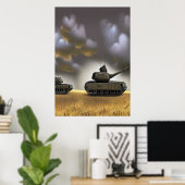 Conduire sur le champ de bataille | AI Art Poster (Bureau à domicile)