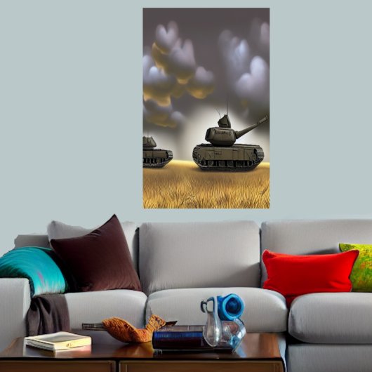 Conduire sur le champ de bataille | AI Art Poster