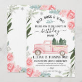 Conduite En Hiver Anniversaire Invitation Florale (Devant / Derrière)