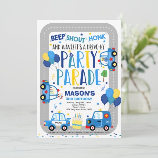 Conduite Par Anniversaire Parade Invitation Police (Debout devant)