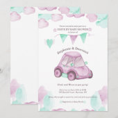 Conduite Par Baby Girl Douche Invitation (Devant / Derrière)