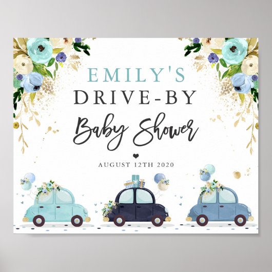 Conduite par Baby shower Affiche de bienvenue Blue (Devant)