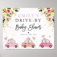 Conduite par Baby shower Affiche de bienvenue rose