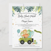 Conduite Par Baby shower Invitation Dinosaur Douch (Devant)