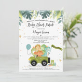 Conduite Par Baby shower Invitation Dinosaur Douch (Debout devant)
