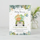 Conduite Par Baby shower Invitation Dinosaur Douch (Debout devant)