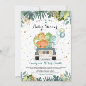 Conduite Par Baby shower Invitation Douche Dinosau (Devant)