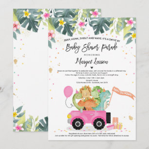 Conduite Par Baby shower Invitation Douche Dinosau