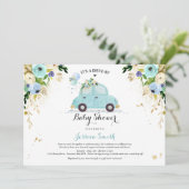 Conduite par Baby shower Invitation Douche Florale (Debout devant)