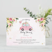 Conduite Par Baby shower Invitation Douche Florale (Debout devant)