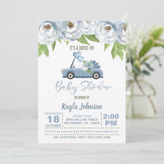Conduite par Baby shower Invitation - Garçon (Debout devant)