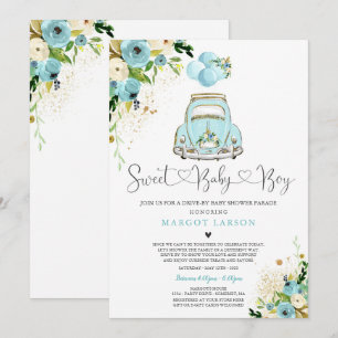 Conduite Par Baby shower Invitation Mint Floral Do